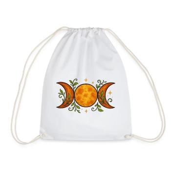 Celestial Lunar Phases with Botanical Accents - Drawstring Bag - white - Front