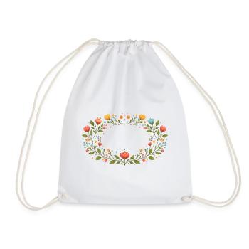 Floral Spring Frame with Flowers - Drawstring Bag - white - Front