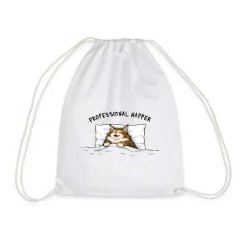 Professional Napper Cat Official Sleep Shirt - Drawstring Bag - white - Front