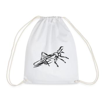 Black Grasshopper – Instecte Illustration - Drawstring Bag - white - Front