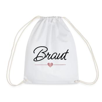Braut Herz Hochzeit JGA Geschenk - Turnbeutel - Weiß - Vorne