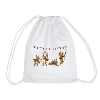 Volleyball Weihnachten Rentiere Wichtelgeschenk - Turnbeutel - Weiß - Vorne