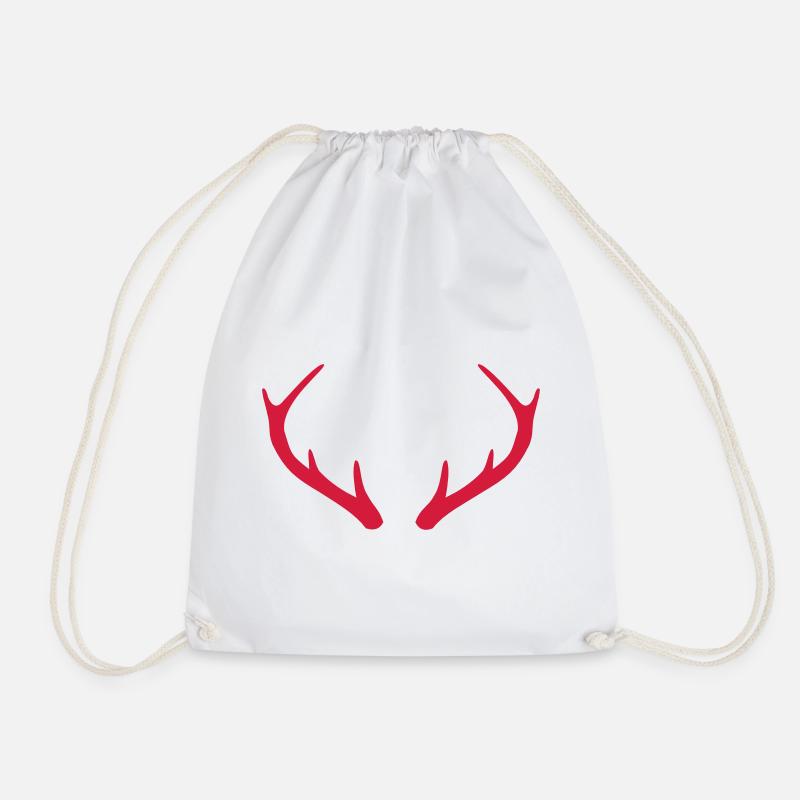 Antler deer reindeer gift - Drawstring Bag - white