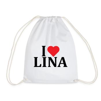 Name T-Shirt I love Lina T-Shirt Geschenkidee - Turnbeutel - Weiß - Vorne