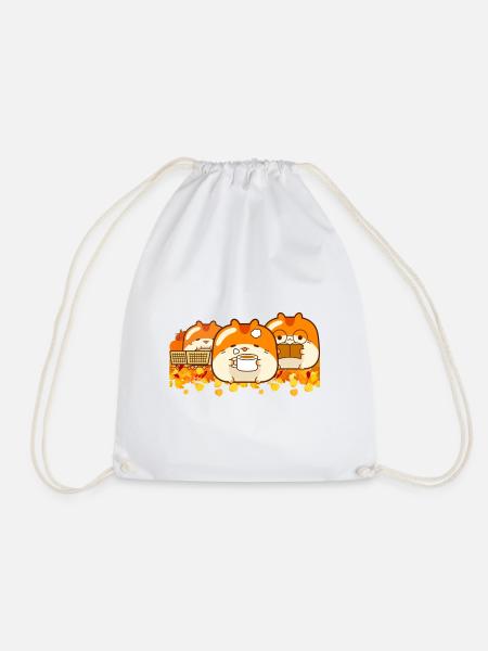 Herbst Hamster süße Kawaii Nagetiere mit Kürbis - Turnbeutel - Weiß
