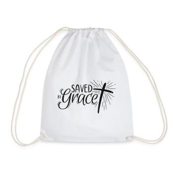Saved by Grace Lettering - Drawstring Bag - white - Front