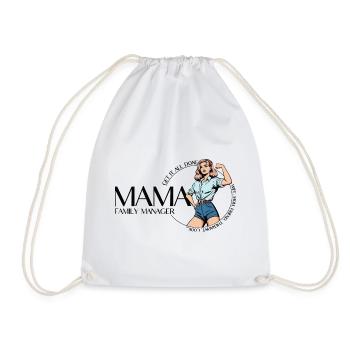 Mama Family Manager – Mom Power Design - Drawstring Bag - white - Front