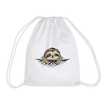 Sloth in pocket comic cartoon funny icon - Drawstring Bag - white - Front