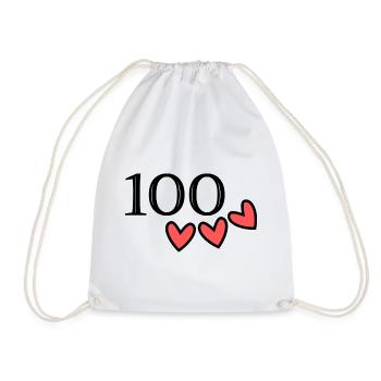 100. 100 YEARS. 100th ANNIVERSARY. BIRTHDAY 100 - Drawstring Bag - white - Front