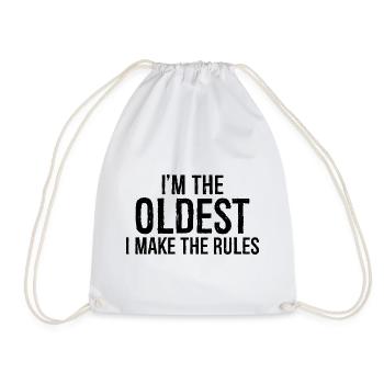 I'm the oldest I make the rules - Drawstring Bag - white - Front