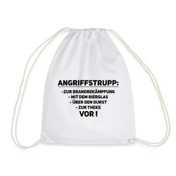 Angriffstrupp zur Theke – Feuerwehrwitz - Turnbeutel - Weiß - Vorne