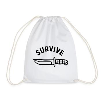 Survive - Knife - Drawstring Bag - white - Front