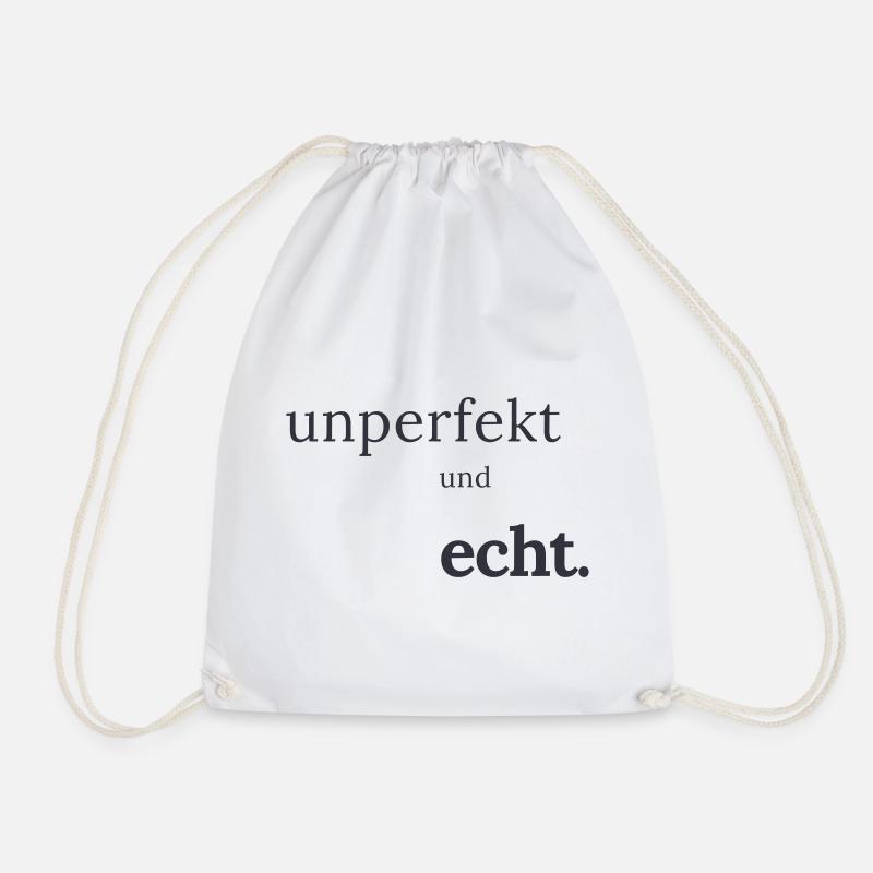 imperfect and genuine - Drawstring Bag - white