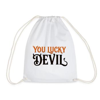 Du Glücklicher Teufel – Lustiges Teufels-Halloween-T-Shirt - Turnbeutel - Weiß - Vorne