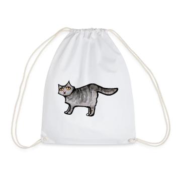 Schnurrbart-Aquarellkatze - Turnbeutel - Weiß - Vorne