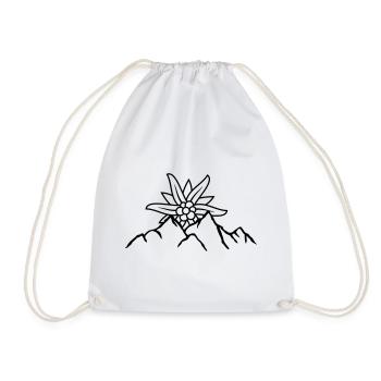 Logo sun mountain flower - Drawstring Bag - white - Front