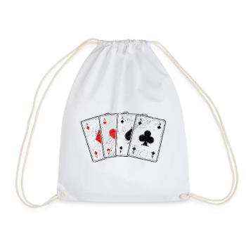 Carreaux coeur de pique---a jeu de cartes poker professionnel - Sac de sport léger - blanc - Devant