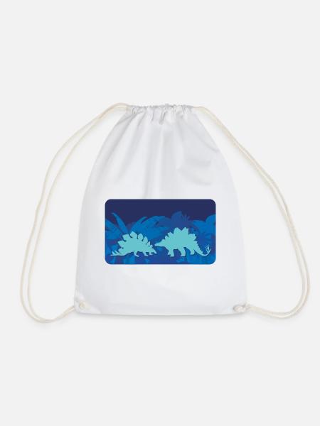 Urwald Dinos Stegosaurus | personalisierbar - Turnbeutel - Weiß