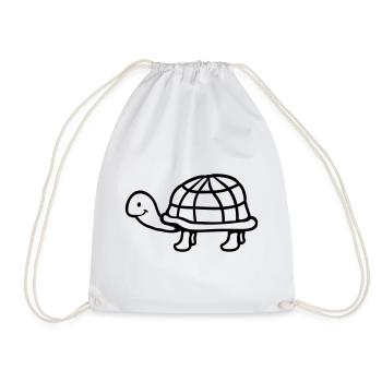 Turtle long neck smiling happy funny - Drawstring Bag - white - Front