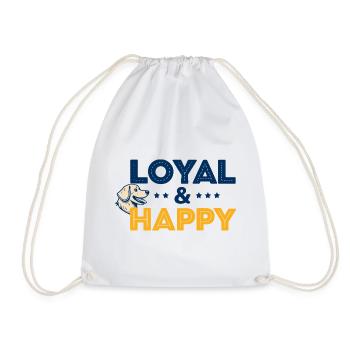 Loyal & Happy Dog Logo - Drawstring Bag - white - Front