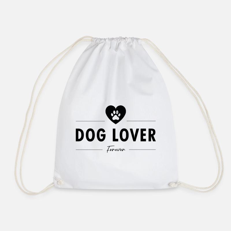 Dog Lover (Black) - Drawstring Bag - white