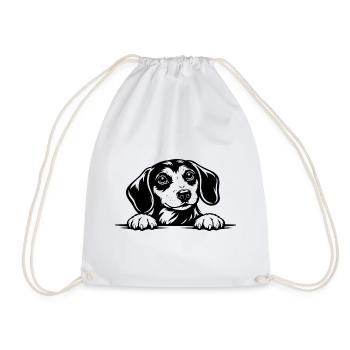 Dachshund with Paw Portrait - Drawstring Bag - white - Front