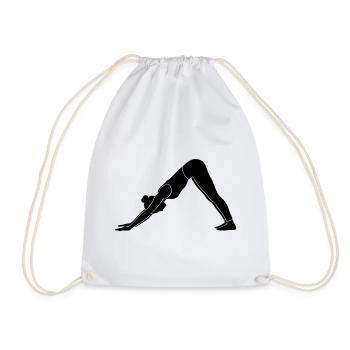 Downward Facing Dog Yoga Silhouette - Drawstring Bag - white - Front
