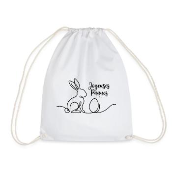 Joyeuses Pâques,Süßes Hasen Oster Shirt, Hoodie - Turnbeutel - Weiß - Vorne