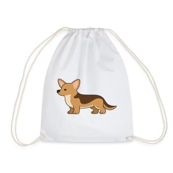 Cozy Corgi Silhouette Print - Drawstring Bag - white - Front