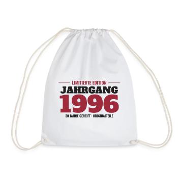 Jahrgang 1996 Limitierte Edition – 30. Geburtstag - Turnbeutel - Weiß - Vorne