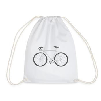 Minimal Bicycle Silhouette Graphic - Drawstring Bag - white - Front
