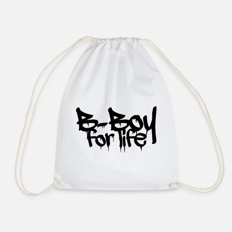 Bboy Lifestyle Graffiti Breakdance Crew Logo icon - Drawstring Bag - white
