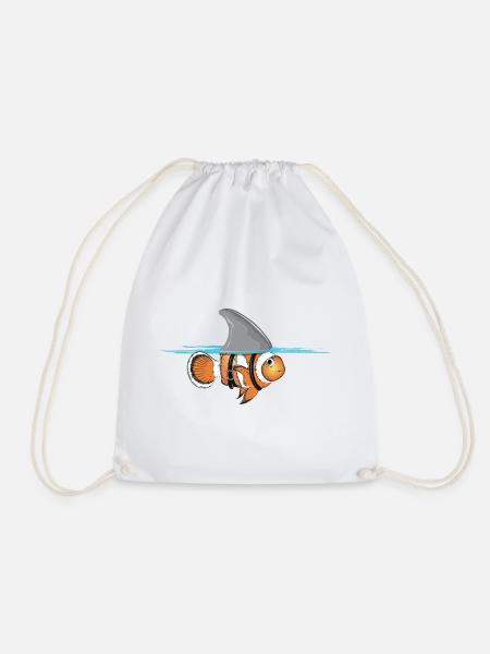 Clownfisch mit Haifischflossen Kostüm - Turnbeutel - Weiß
