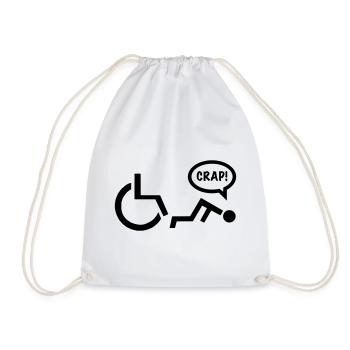 CRAP als Rollstuhlfahrer fällt. Humor Shirt * - Turnbeutel - Weiß - Vorne