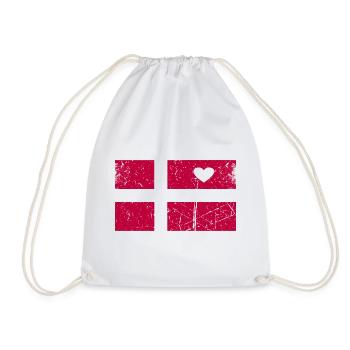 Denmark Flag Design T-Shirt - Drawstring Bag - white - Front