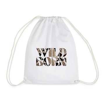Wild Born Snake Print Abstract Design - Drawstring Bag - white - Front
