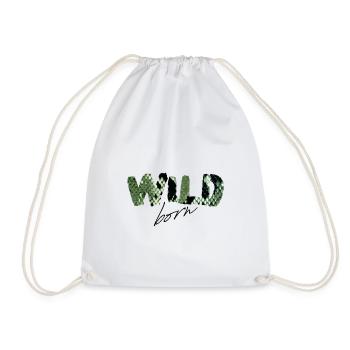 Wild Born Snake Print Letters - Drawstring Bag - white - Front