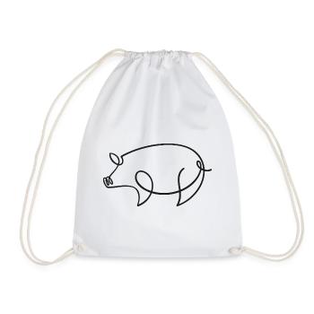 Pig Sketch – Cute Motif for Animal Lovers - Drawstring Bag - white - Front