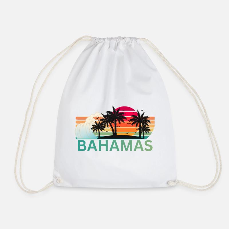 Bahamas Sunset Palm Silhouette - Turnbeutel - Weiß