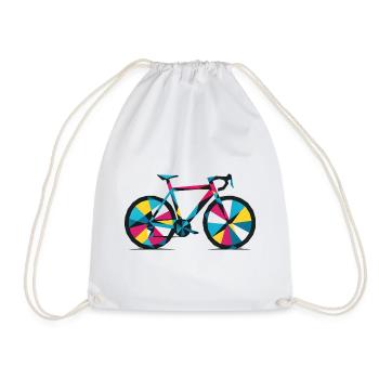 Buntes geometrisches Fahrrad - Turnbeutel - Weiß - Vorne