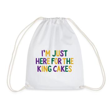 I'm Just Here for the King Cakes Mardi Gras Fun - Drawstring Bag - white - Front