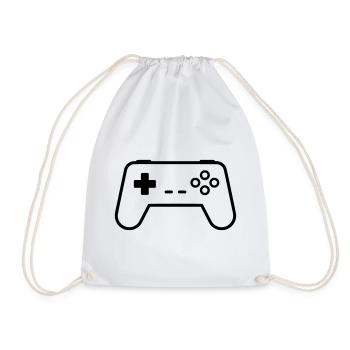 Gamepad Controller Outline Gaming Vector - Drawstring Bag - white - Front