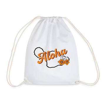 Maui Aloha, Tropical Island Shirt - Drawstring Bag - white - Front