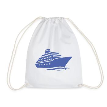 Minimalist Cruise Ship Silhouette Vacation - Drawstring Bag - white - Front