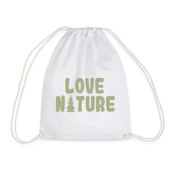 Love Nature – Minimal Outdoor Forest Design - Drawstring Bag - white - Front