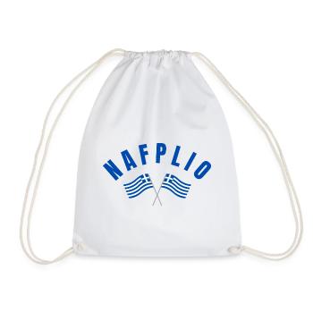 Nafplio Greek Flags  - Drawstring Bag - white - Front