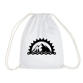 MTB Mountain Bike – Kettenblatt Logo - Turnbeutel - Weiß - Vorne