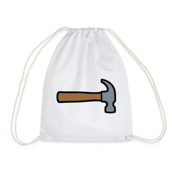 Carpenter's Hammer Tool Icon - Drawstring Bag - white - Front