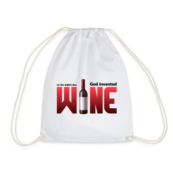 Wine bottle in large typography - Drawstring Bag - white - Front