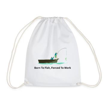 Born To Fish Forced To Work – Angler - Drawstring Bag - white - Front